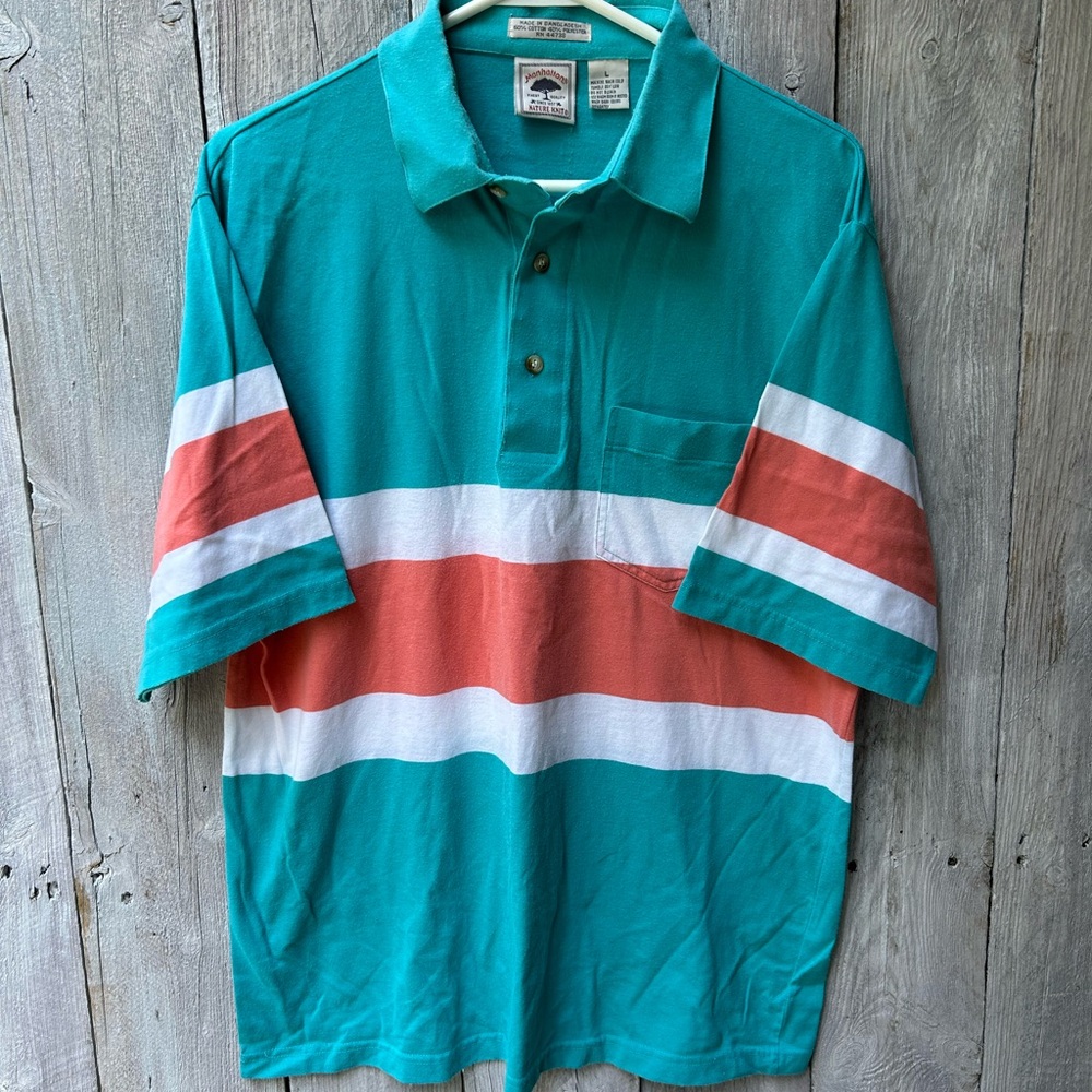 Vintage Manhattan Nature Knit Polo Shirt Size Large
